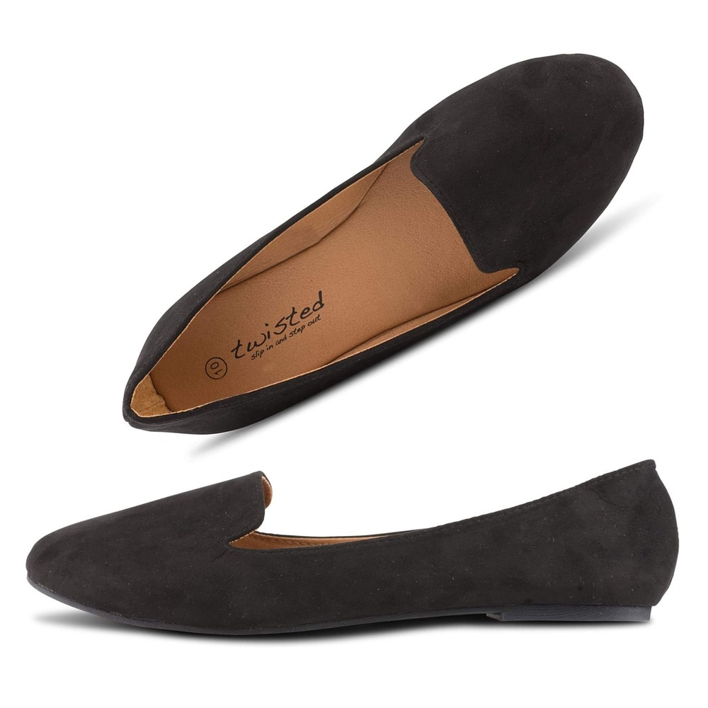 Women's Twisted Sara Vegan Suede Ballet Flats - Black 11 (NWT)
